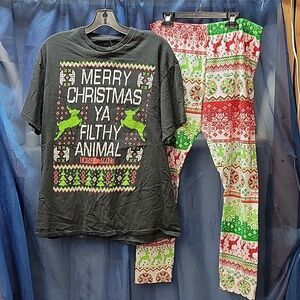 Home Alone Merry Christmas Ya Filthy Animal  tshirt adult Large. Pants size xl
